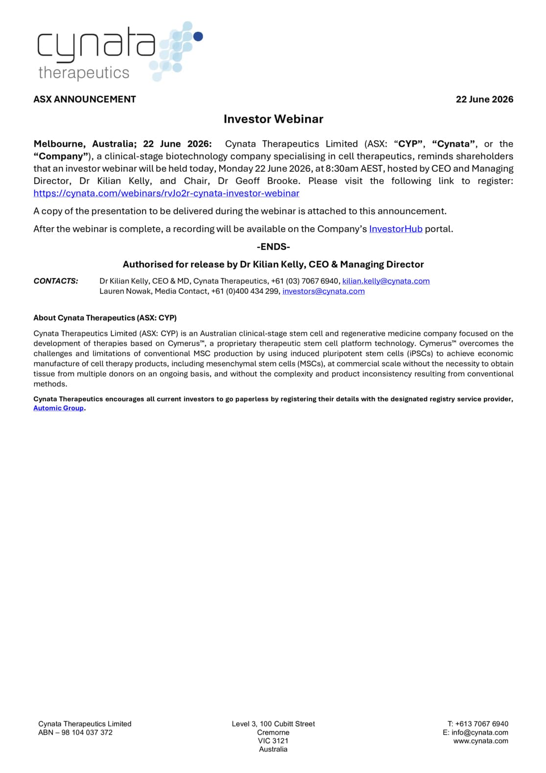 Investor Webinar